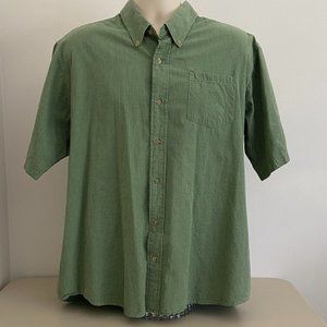 Men's Wrangler Button Up Short Sleeve Shirt Light Green Black Size XL